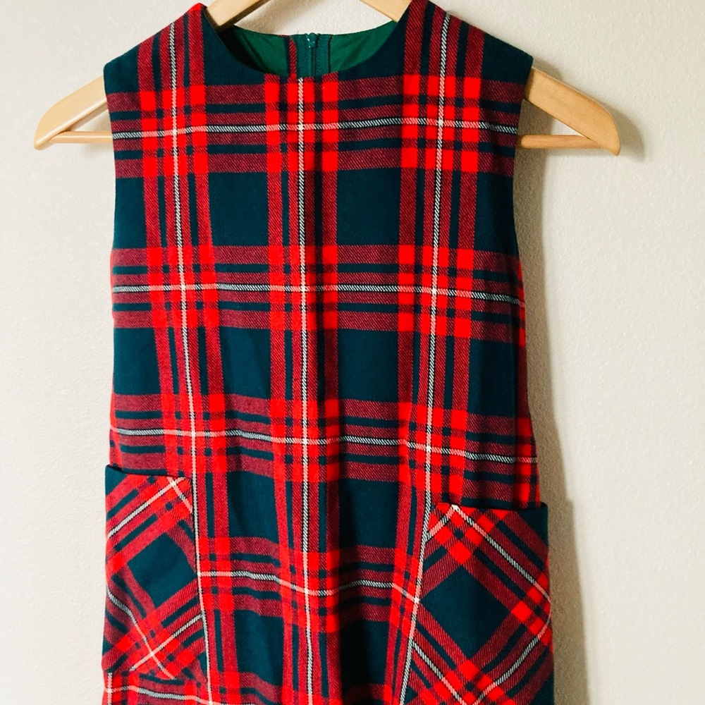 Vintage I Magnin Girls Dress / Red and Green Plaid Tartan Christmas Girls Jumper